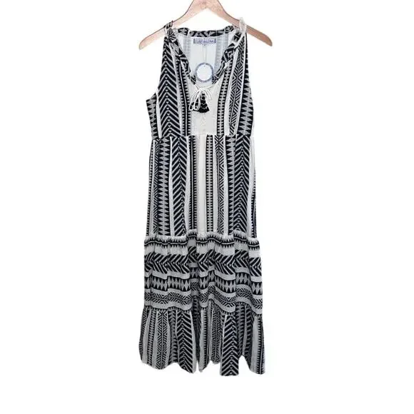 NWT Just Bellina black ivory dress organic cotton size medium - Picture 2 of 8